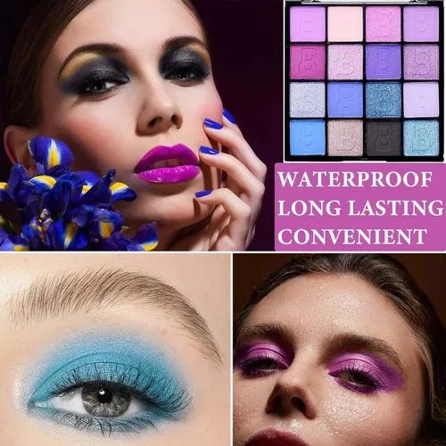 Miniatura 5 de Paleta de sombra de ojos morada con purpurina, paleta de maquillaje de sombra de ojos mate brillante, paleta de maquillaje altamente pigmentada