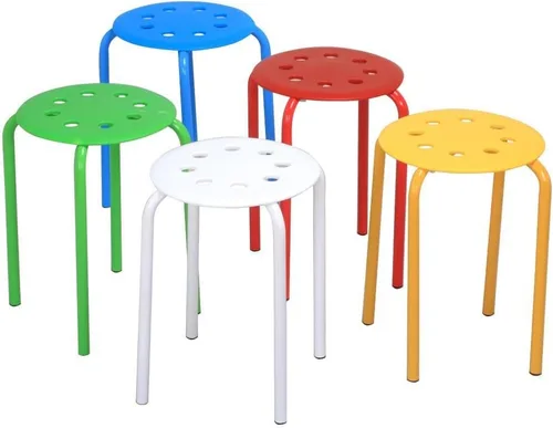 Miniatura 4 de Yaheetech Taburetes apilables de 17.3 pulgadas, juego de 5 taburetes de bar apilables industriales para interiores y exteriores, decoración