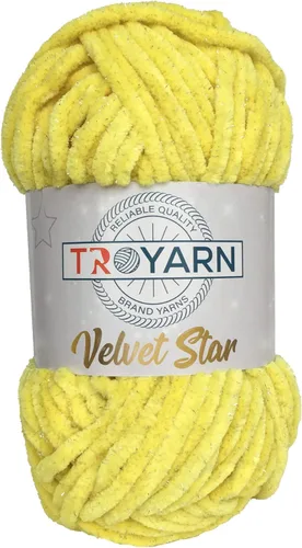 Miniatura 15 de Troyarn Velvet Star (Paquete de 3 Madejas) - Ovillo de felpilla con purpurina plateada para manta de bebé, hilo amigurumi, para ganchillo y tejer