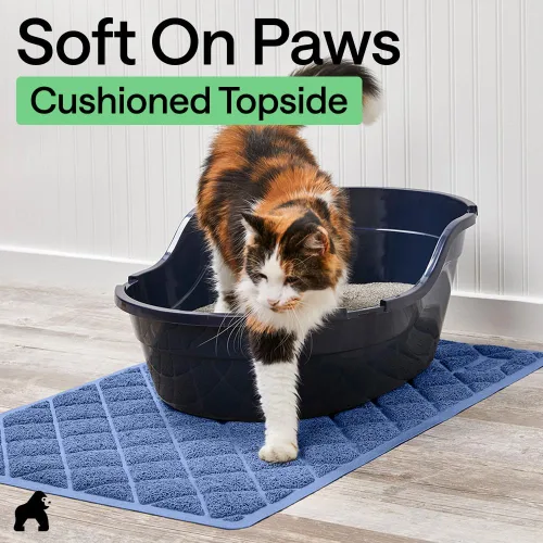 Miniatura 8 de GORILLA GRIP Tapete para caja de arena para gatos, resistente al agua, respaldo texturizado, fácil de limpiar, menos residuos y suelos limpios, 47 x