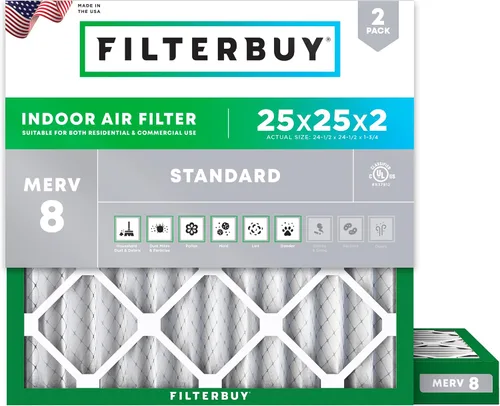 Miniatura 42 de Filterbuy Filtro de aire MERV 8 de 8 x 14 x 1 pulgadas para defensa contra el polvo y las alergias (paquete de 2), filtros electrostáticos plisados