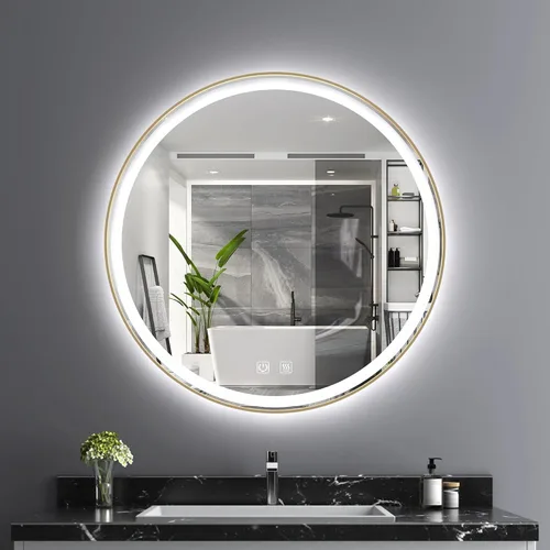 Miniatura 11 de Itrue Espejo asimétrico negro de 20 x 36 pulgadas, espejo de pared irregular, espejo de baño de vidrio templado para sobre el fregadero, sala