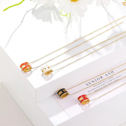 Miniatura 5 de Collar H para mujeres y niñas, chapado en oro de 18 quilates, diseño clásico de letra, lindo collar de moda, colgante, joyería de regalo para mujeres