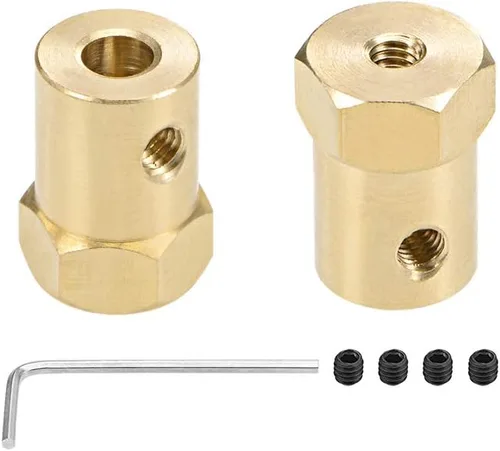Miniatura 5 de uxcell Acoplador hexagonal de 0.118 in con motor de diámetro hexagonal de latón acoplamiento flexible para ruedas de automóvil, neumáticos, motor
