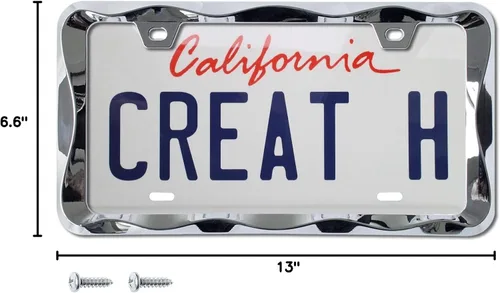 Miniatura 10 de creathome 3D - Marco para placa de matrícula con diseño de ondas, de aleación de zinc puro Cromo
