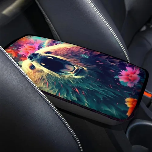 Miniatura 3 de Funda para reposabrazos de automóvil, ajuste universal para la mayoría de automóviles, SUV, camiones, sedán, patrón fresco, plegable, cómoda, Oso