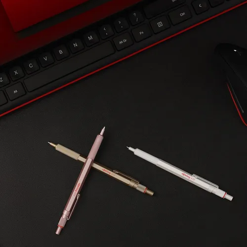 Miniatura 3 de Rotring 600 Bolígrafo metálico de bola, punta media, tinta negra, barril blanco perla, recargable, 1 unidad - Escritura suave, estilo, comodidad