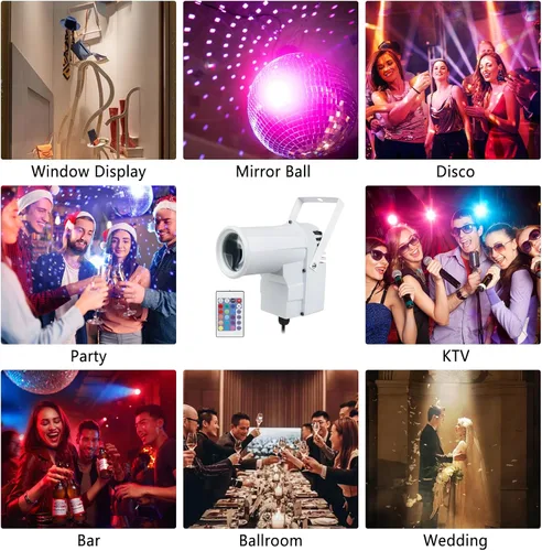 Miniatura 6 de Mad Owl Foco de bola de discoteca, mini luz LED RGB con espejo, luz pequeña para juegos de fiesta de tablero de dardos, compatible con control