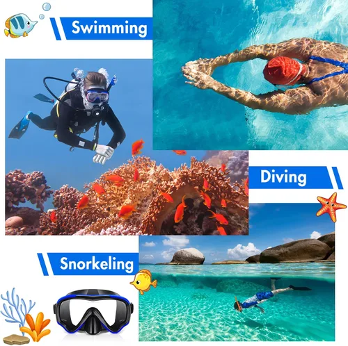 Miniatura 7 de 4 gafas de esnórquel para adultos, máscara de buceo, máscara de buceo, equipo de esnórquel para hombres y mujeres, gafas de natación panorámicas