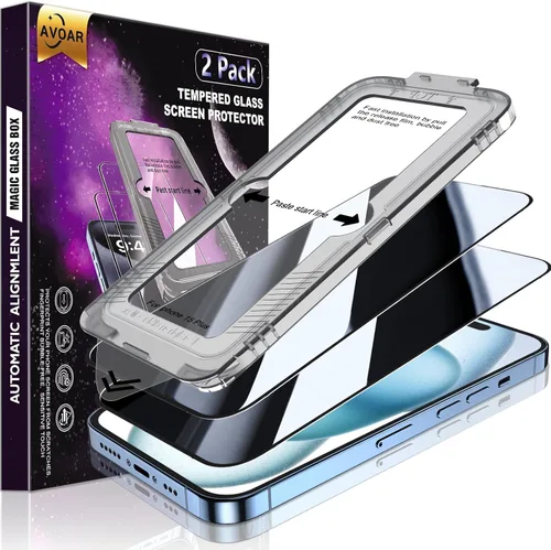 Miniatura 39 de Paquete de 2 protectores de pantalla de privacidad para iPhone 13 Pro Max /14 Plus [kit de alineación automática] vidrio templado, protección