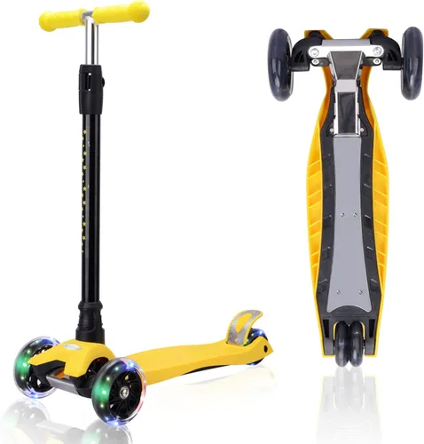 Miniatura 14 de Patinete de 3 ruedas para niños de 6 a 12 años, patinete infantil con ruedas iluminadas, diseño de cubierta resistente y 4 alturas ajustables, Rosa