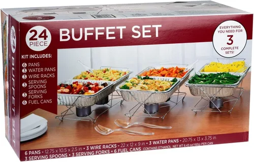Miniatura 9 de El kit de servicio de fiesta de 24 piezas incluye juego de bufé de platos y utensilios de servir para todo tipo de fiestas y eventos, 3