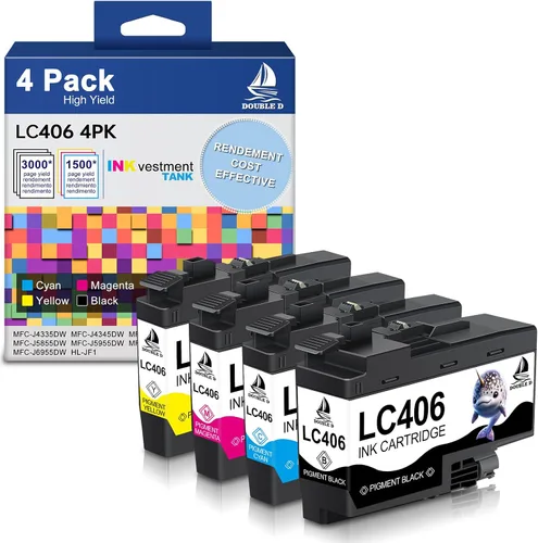 DOUBLE D LC406 - Cartuchos de tinta compatibles con Brother LC406 LC406XL para impresora Brother MFC-J4335DW MFC-J4345DW MFC-J4535DW MFC-J5955DW