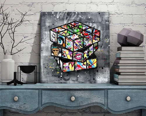 Miniatura 5 de SIXTTART Banksy - Lienzo de pared para dormitorio, arte de pared con graffiti callejero, pintura abstracta, arte pop, decoración moderna de pared