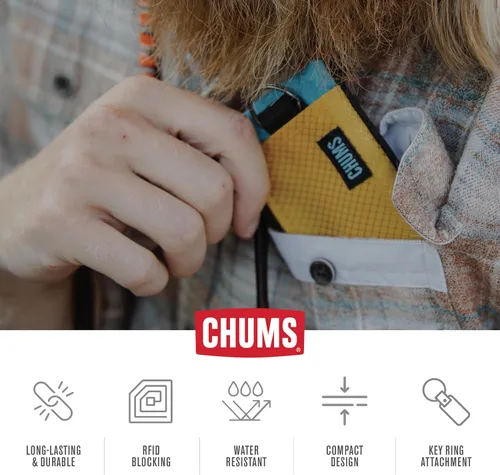 Miniatura 6 de Chums Surfshorts - Cartera minimalista ligera con cremallera y ventana de identificación transparente, resistente al agua con llavero