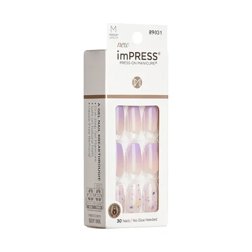 Miniatura 13 de Uñas postizas sin pegamento KISS imPRESS, diseño "All I Want" Púrpura y Blanco