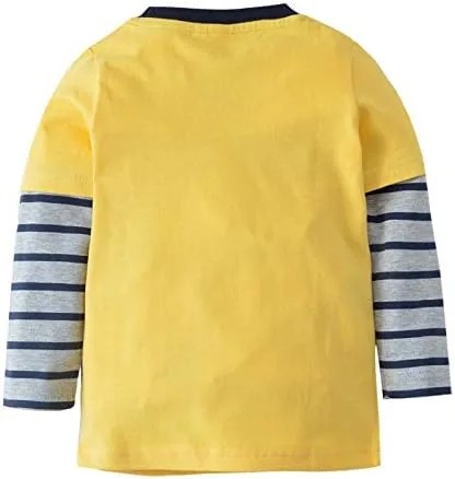 Miniatura 2 de Warmbaby Toddler Boys Truck Shirts Kids Monter Truck Tshirts Long Sleeve Yellow