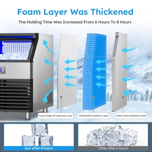 Miniatura 3 de Máquina comercial para hacer hielo de 450 libras/24 horas, máquina de hielo debajo del mostrador, compresor mejorado de 120 libras, contenedor