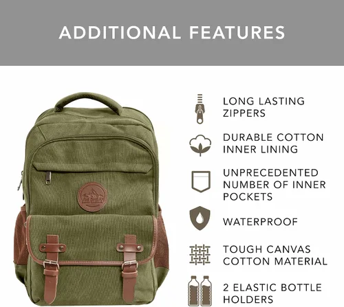 Miniatura 2 de Ama Dablam Mochila de lona original de alta calidad/portátil de 17 pulgadas/XL-30L/muchos bolsillos, cremalleras fuertes, algodón grueso, viajes