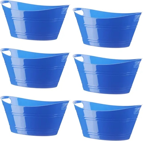 Miniatura 21 de Patelai 6 Piezas Cubetas de Hielo Pack, Cubetas de Hielo de Plástico con Asas, Tina de Almacenamiento Ovalada, Recipiente de Bebidas de Gran