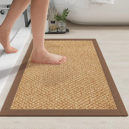Miniatura 23 de YDKGL Alfombra de baño de medio círculo, alfombras de baño finas para debajo de la puerta, de secado rápido, antideslizante, lavable, con respaldo
