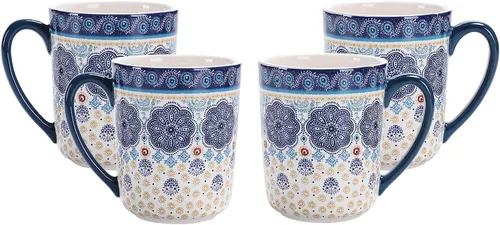 Miniatura 19 de Bico Blooming Moment - Juego de 4 tazas de café de cerámica, tazas de té grandes de 18 onzas con asa, tazas estéticas tipo latte para capuchino