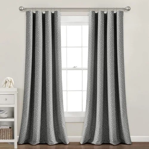 Miniatura 8 de Lush Decor Pixie Fox Geo - Panel de cortina opaca para ventana, panel individual, 52 pulgadas de ancho x 84 pulgadas de largo, gris oscuro, cortinas