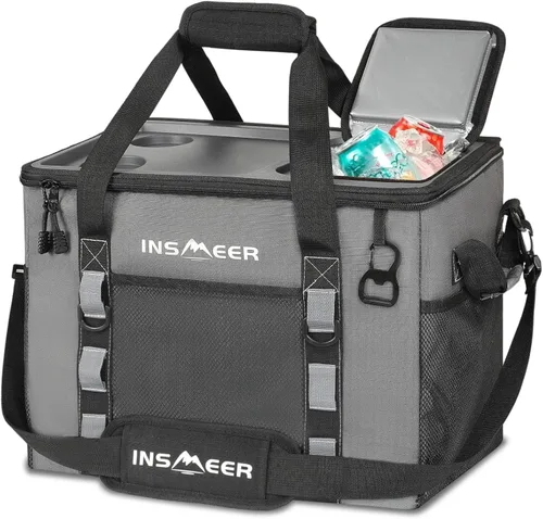 Miniatura 9 de INSMEER Soft Cooler Bag with Hard Shell & 2 Cup Holders, Portable 40L/70 Cans Collapsible Cooler Bags Insulated with Leakproof for Travel, ice