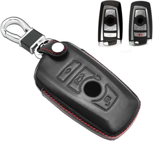 MECHCOS Compatible con BMW X1 X3 X4 X5 X6 Serie 3, 5, 7, M1, M2, M3, F05, F10, F20, F30, 335, 328, 535, 650, 740, Funda de Llavero de Cuero para