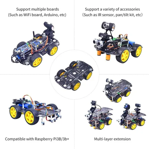 Miniatura 5 de Robot Chassis 4WD Robot Car Smart Chassis Kit con 4 TT Motor para Arduino/Raspberry Pi/Jetson Nano, Smart Robotic Car Chassis DIY Kit de aprendizaje