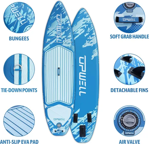 Miniatura 2 de UPWELL 11’6”/11'2”/11'/10'8”/10'6”/10'2” Inflatable Stand Up Paddle Board with sup Accessories Including Backpack, Repairing Kits, Non-Slip Deck