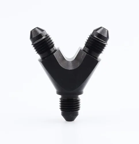 AC PERFORMANCE Adaptador de montaje en Y de aluminio -3AN a -3AN anodizado negro 3AN x 3AN x 3AN 3/8-24 rosca Y bloque divisor macho Flare