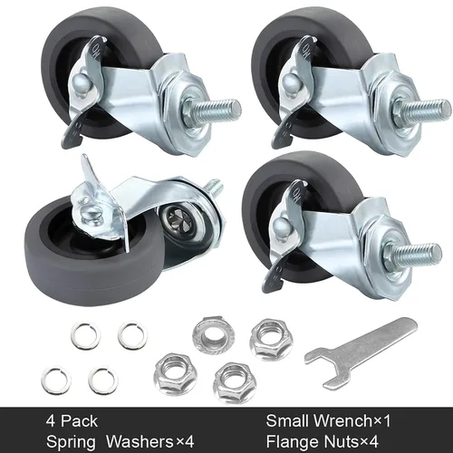 Miniatura 6 de Ruedas giratorias, juego de 4 ruedas giratorias de bloqueo de 3 pulgadas, 3/8-16 x 1 (diámetro del tornillo 3/8 pulgadas, longitud 1 pulgada)