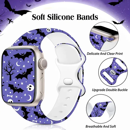 Miniatura 2 de Paquete de 2 correas de Halloween compatibles con Apple Watch de 1.811 in 1.772 in 1.732 in 1.929 in 1.654 in Series 11 10 9 8 7 SE 6 5 4 3 Ultra