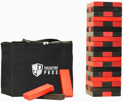 Miniatura 10 de Tailgating Pros Maderas Gigantes Premium que se Derrumban con Estuche de Transporte – ¡Elige los Colores de tu Equipo! Juego Gigante para Patio al