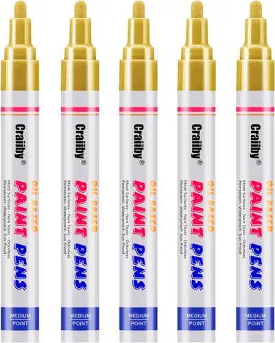 Miniatura 18 de Marcadores de pintura blanca, paquete de 5 rotuladores de pintura a base de aceite, impermeables, de secado rápido y permanente, para pintura