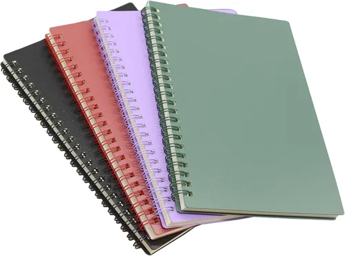 4 cuadernos en espiral tamaño A5, 4 colores de 8.3 x 5.9 pulgadas de grosor, tapa dura de plástico de 0.276 in, 80 hojas con rayas universitarias,