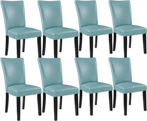 Miniatura 14 de Parsons CY1331BL - Juego de 2 sillas de comedor con patas de madera maciza, sillas laterales de piel sintética para cocina con asiento tapizado