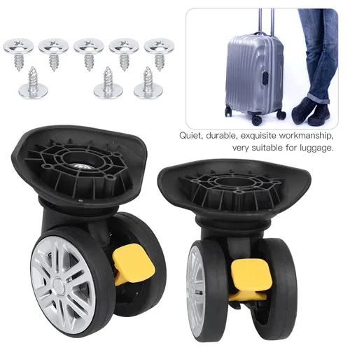 Miniatura 7 de 1 par universal mute equipaje maleta ruedas reemplazo con freno para maletas piezas