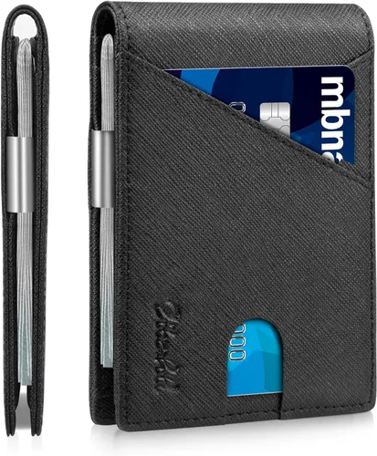 Miniatura 18 de Zitahli - Billeteras delgadas RFID para hombres, billetera de cuero flexible con clip de dinero, cartera minimalista con bolsillo frontal