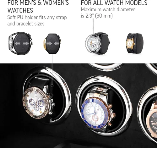 Miniatura 6 de Reloj enrollador para 6 relojes con retroiluminación LED, pantalla LCD y opción de parada de motor