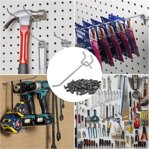 Miniatura 5 de Scartink Ganchos para tablero de clavijas, accesorios de 2 pulgadas, kit organizador de tablero de clavijas para organización de garaje
