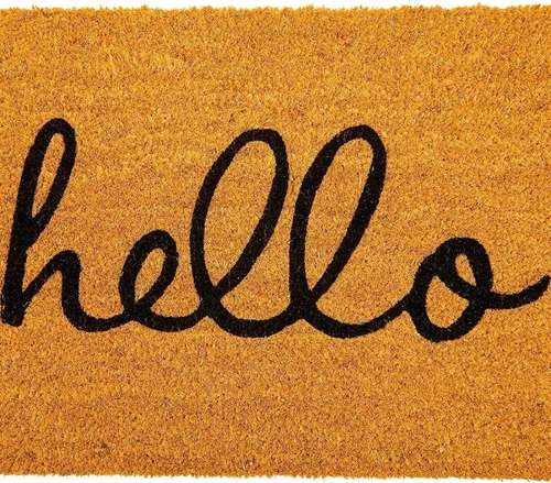 Miniatura 7 de Juvale Hello - Felpudo de coco para entrada al aire libre, 17 x 30 pulgadas, rectangular, de pelo bajo, respaldo de PVC, tapete de bienvenida