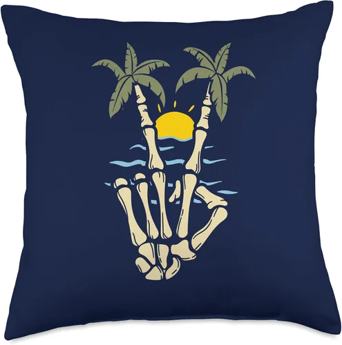 Miniatura 4 de High Tide Threads Peace Beach - Almohada tropical de verano con palmeras oceánicas, 16 x 16 pulgadas, multicolor