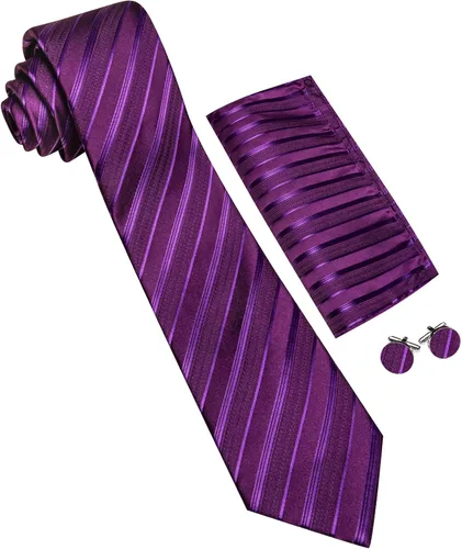 Miniatura 182 de Barry.Wang Juego de corbatas para hombre, corbata de seda a rayas, tejido a cuadros, gemelos formales, negocios, boda
