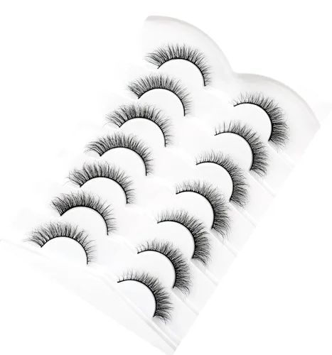 Miniatura 481 de Pooplunch - Pestañas postizas finas de visón sintético, estilo ojo de gato, naturales, cruzadas, tipo racimo, efecto 8D de volumen, tiras