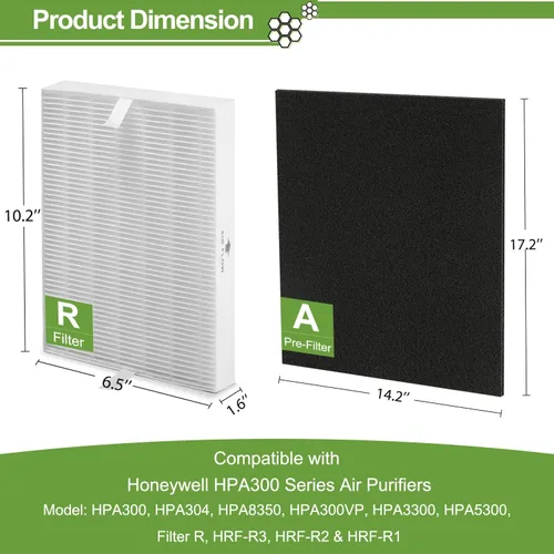 Miniatura 6 de Filtro HEPA HPA300 de repuesto para purificadores de aire Honeywell serie HPA300 HPA300, HPA300VP, HPA304, HPA3300, reemplazo HRF-R3