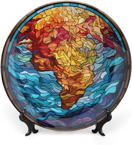 Miniatura 25 de Platos decorativos, placa de cerámica con estampado de globos de aire caliente, plato de cena tambaleante con soporte de exhibición, decoración