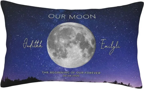 Miniatura 11 de Custom The Day You Became Our Mom Pillow Cover, Personalized Family Birth Moon Phase Pillowcases with Name Birthdate Gift for Mom Dad Father's Day