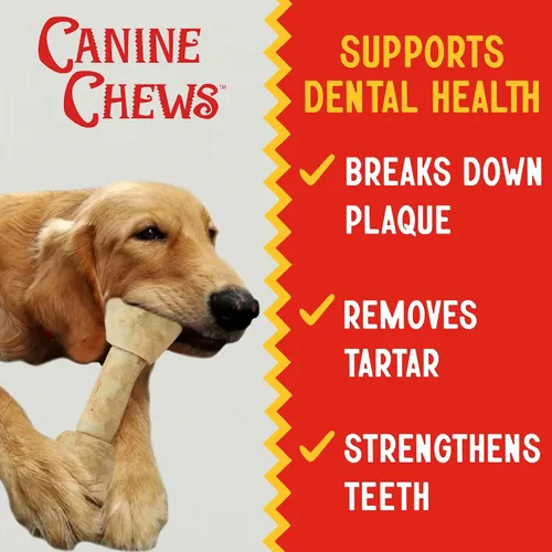 Miniatura 5 de Canine Chews Hueso de cuero crudo extra grande de 8-9 pulgadas para perros grandes, masticadores agresivos, paquete de 10 (sabor a pollo)